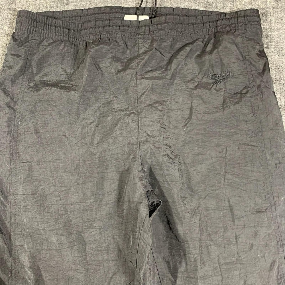 VTG Reebok Pants Mens Small Black Track Pants Taffeta Drawstring 90s Retro Baggy - Picture 4 of 12